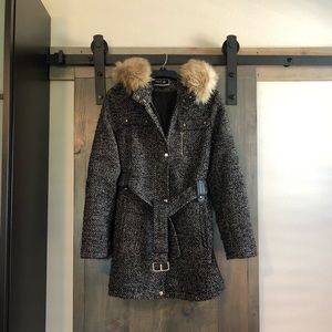 Hooded Tweed Coat